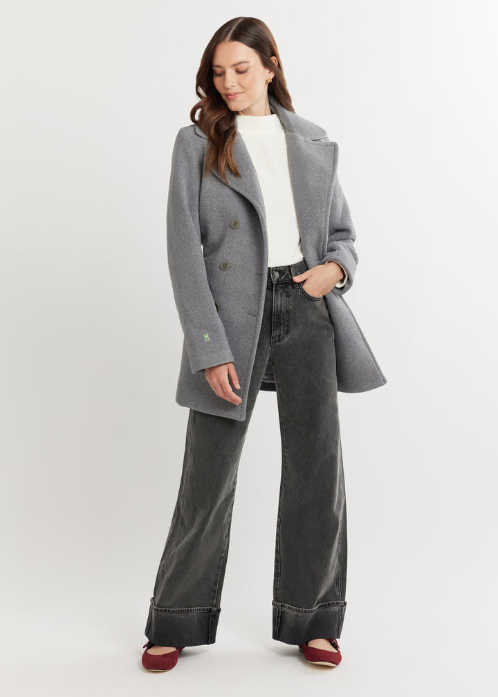 Navy Pier Peacoat in Double Layer Vello Fleece (Charcoal Grey)