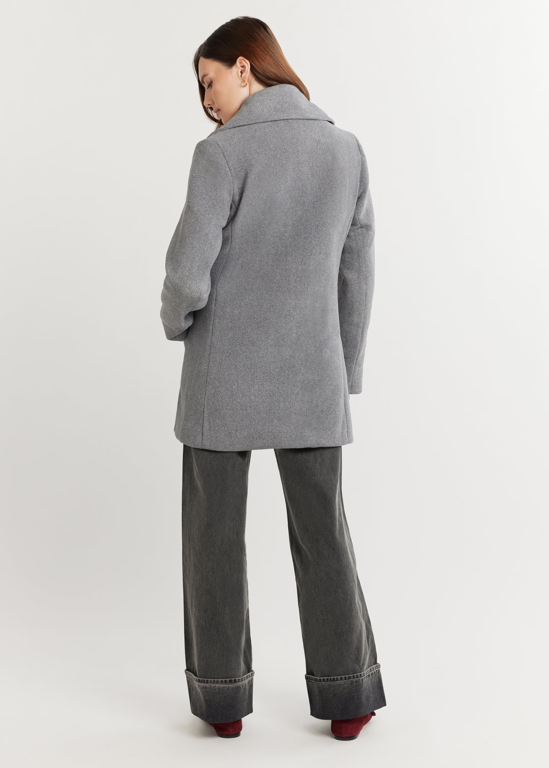 Navy Pier Peacoat in Double Layer Vello Fleece (Charcoal Grey)