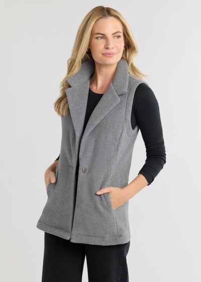 Pacific Vest in Double Layer Vello Fleece (Charcoal Grey)