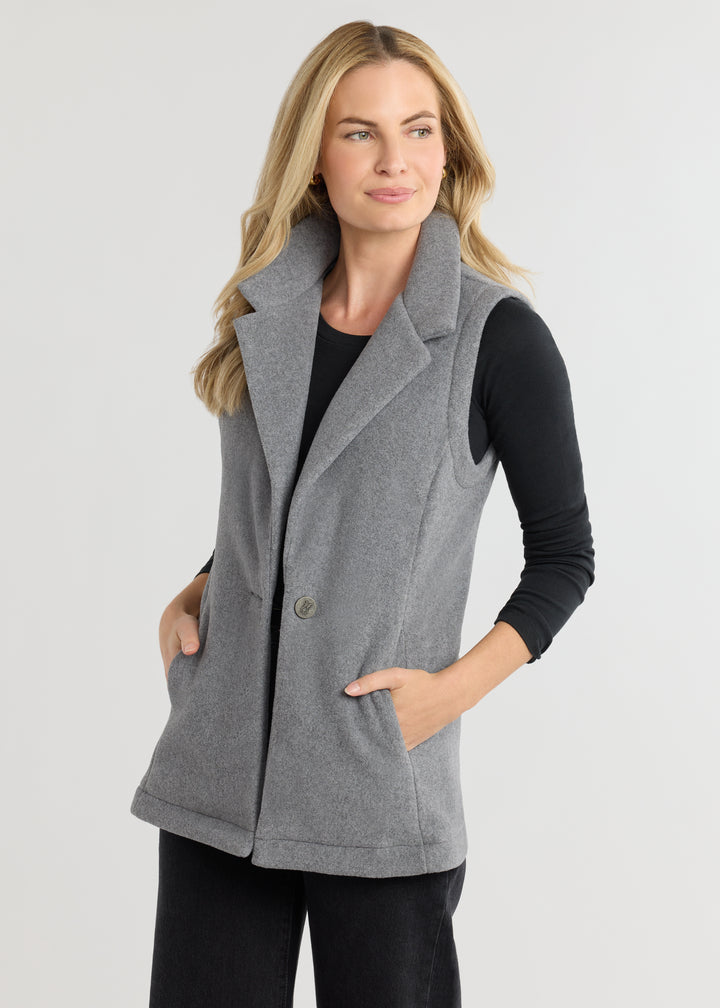 Pacific Vest in Double Layer Vello Fleece (Charcoal Grey)