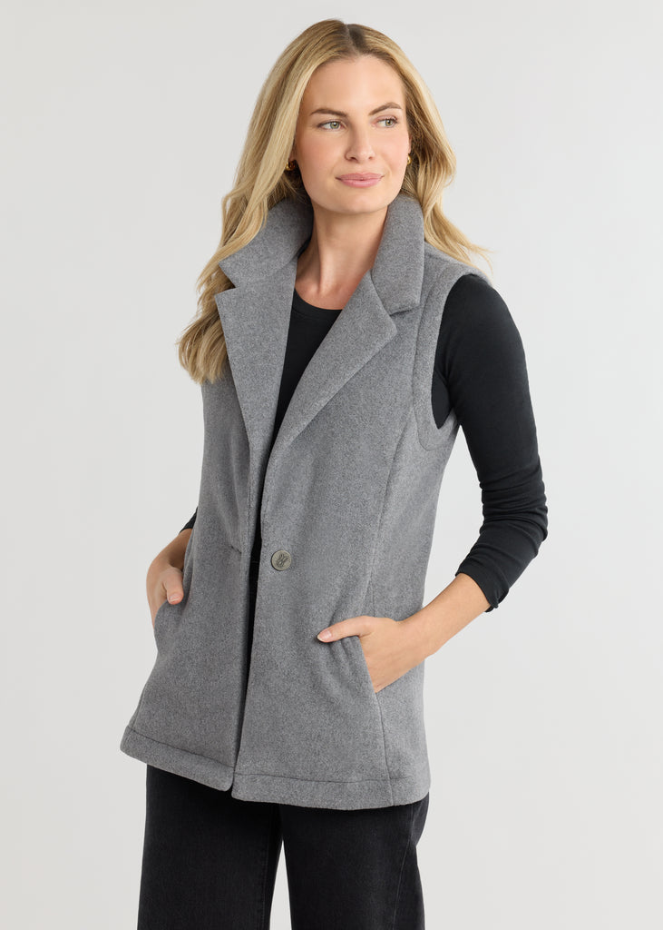Pacific Vest in Double Layer Vello Fleece (Charcoal Grey) – Dudley Pacific Vest in Double Layer Vello Fleece (Charcoal Grey) – Dudley