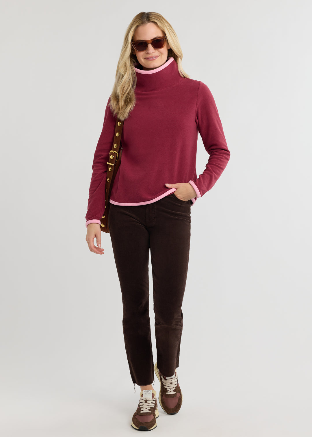Park Slope with Tipping in Terry Fleece (Burgundy/Prism Pink)
