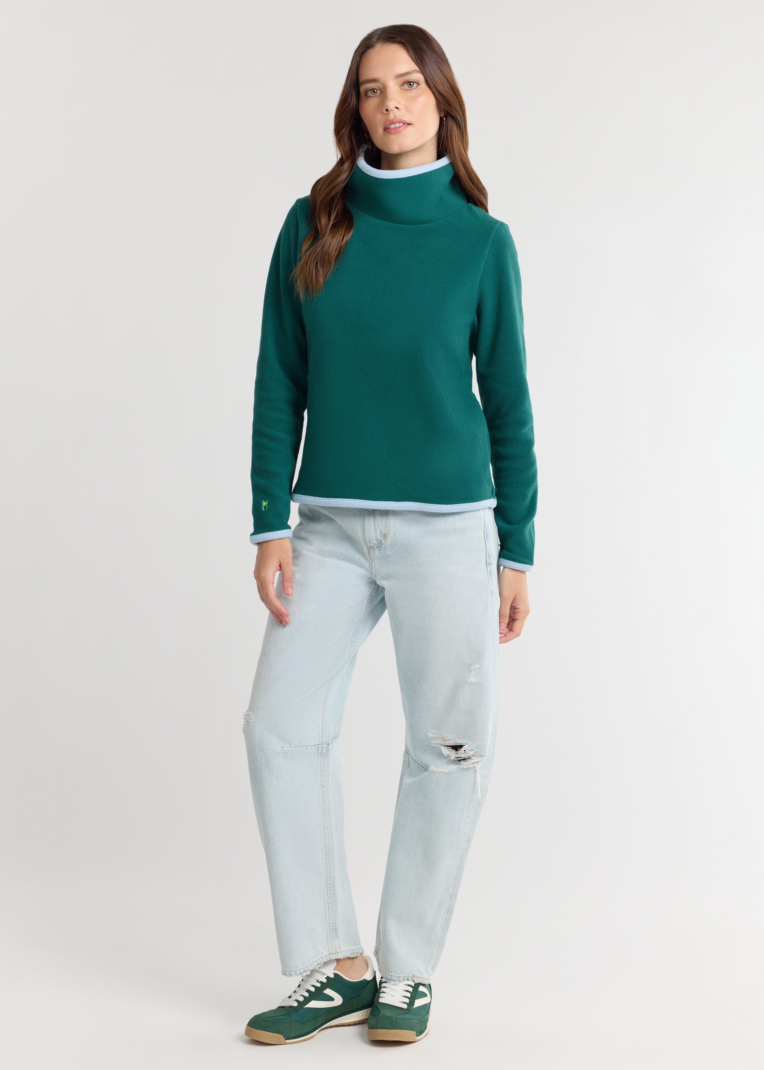 Park Slope with Tipping in Vello Fleece (Woodland Green/Ice Blue