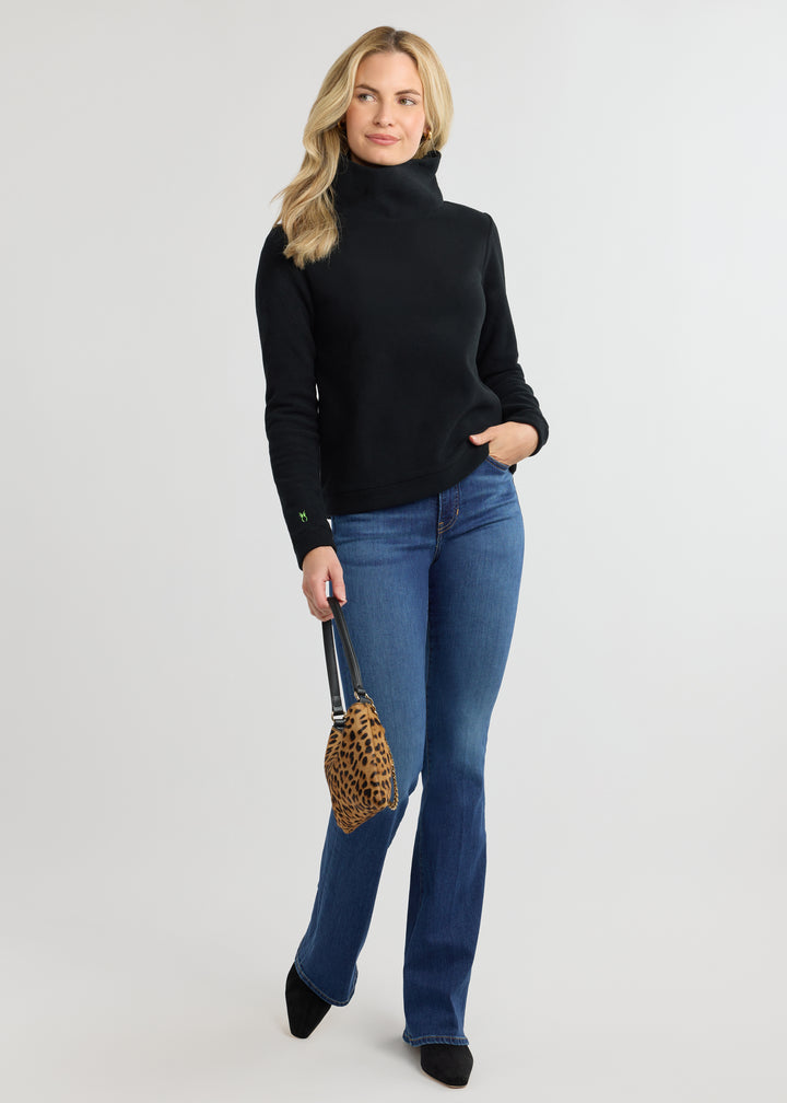 Park Slope Turtleneck in Vello Fleece (Black)