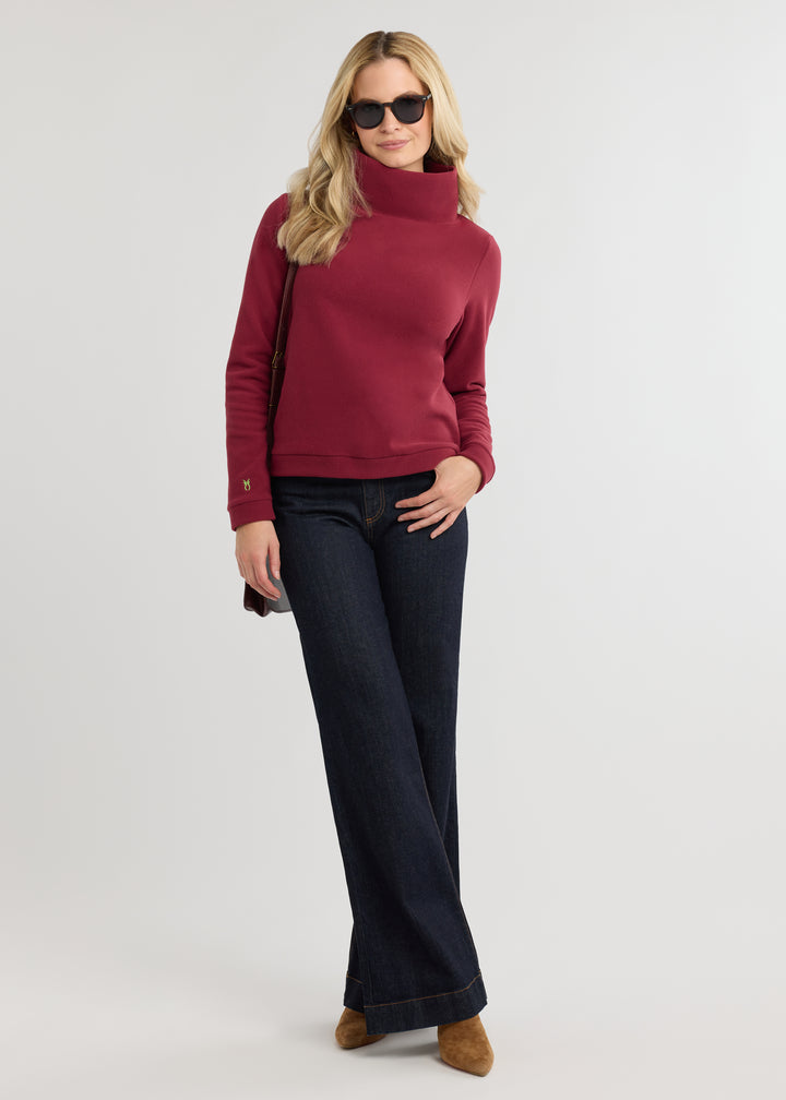 Park Slope Turtleneck in Vello Fleece (Burgundy)