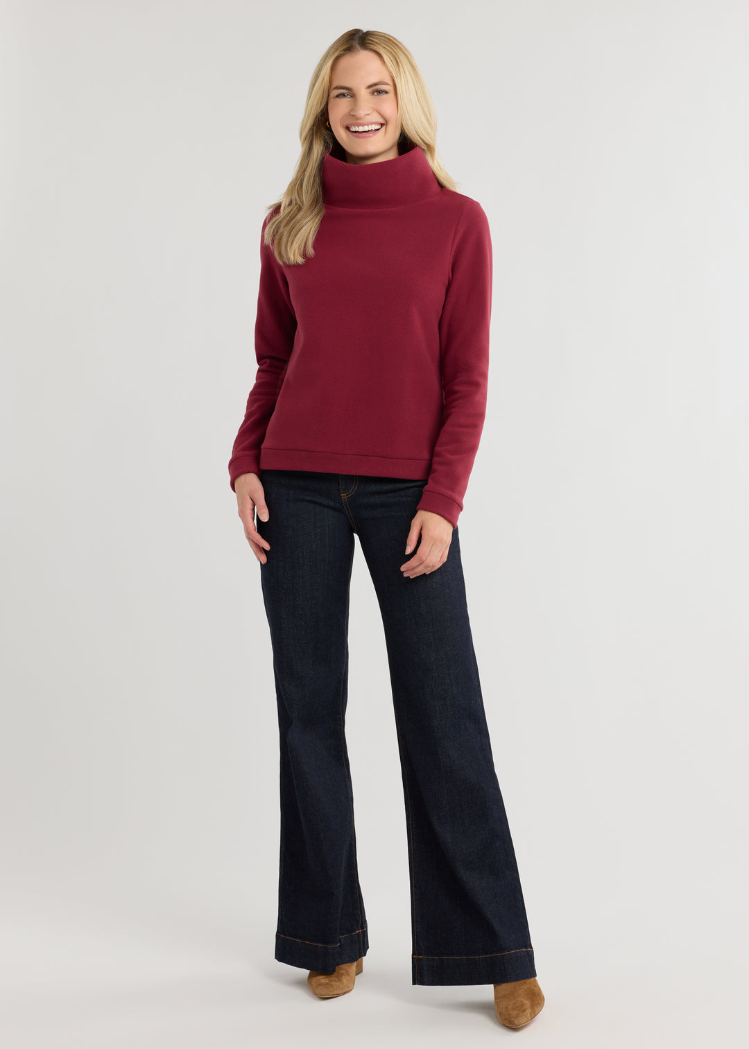 Park Slope Turtleneck in Vello Fleece (Burgundy)