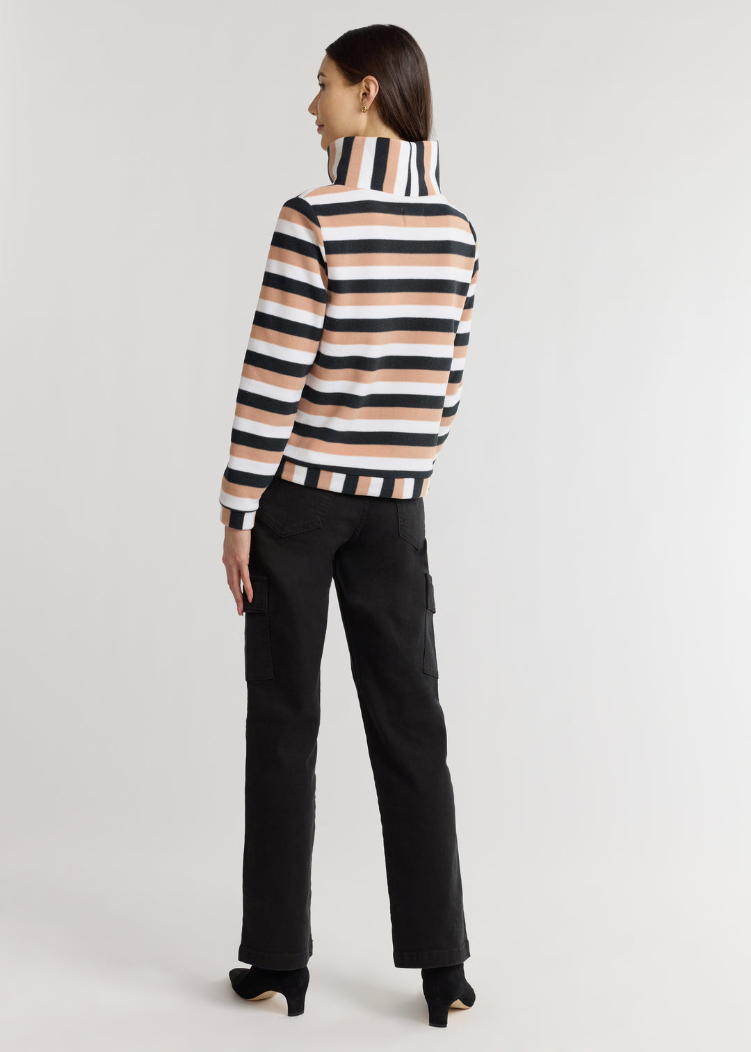 Park Slope Turtleneck in Vello Fleece (Camel Multi Stripe)