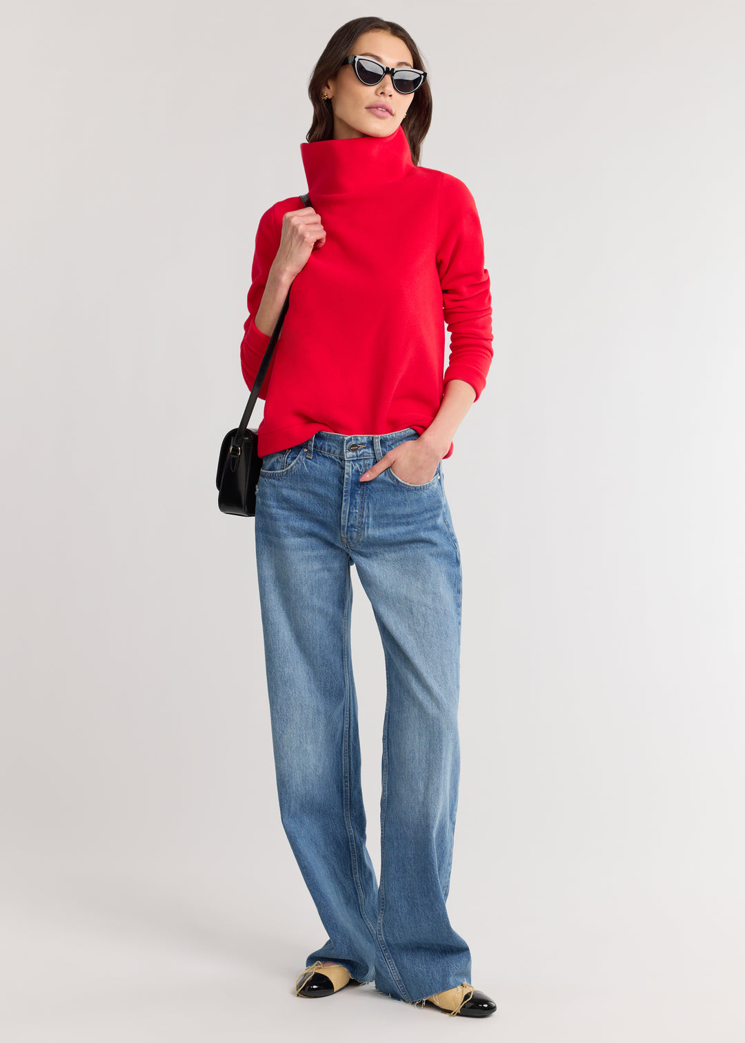 Park Slope Turtleneck in Vello Fleece (Cherry Red)