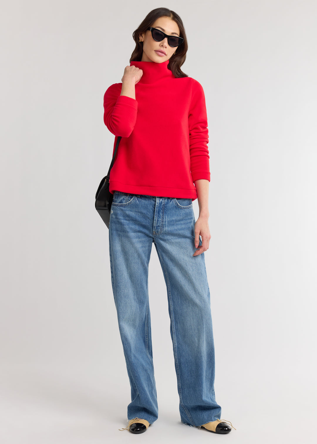 Park Slope Turtleneck in Vello Fleece (Cherry Red)