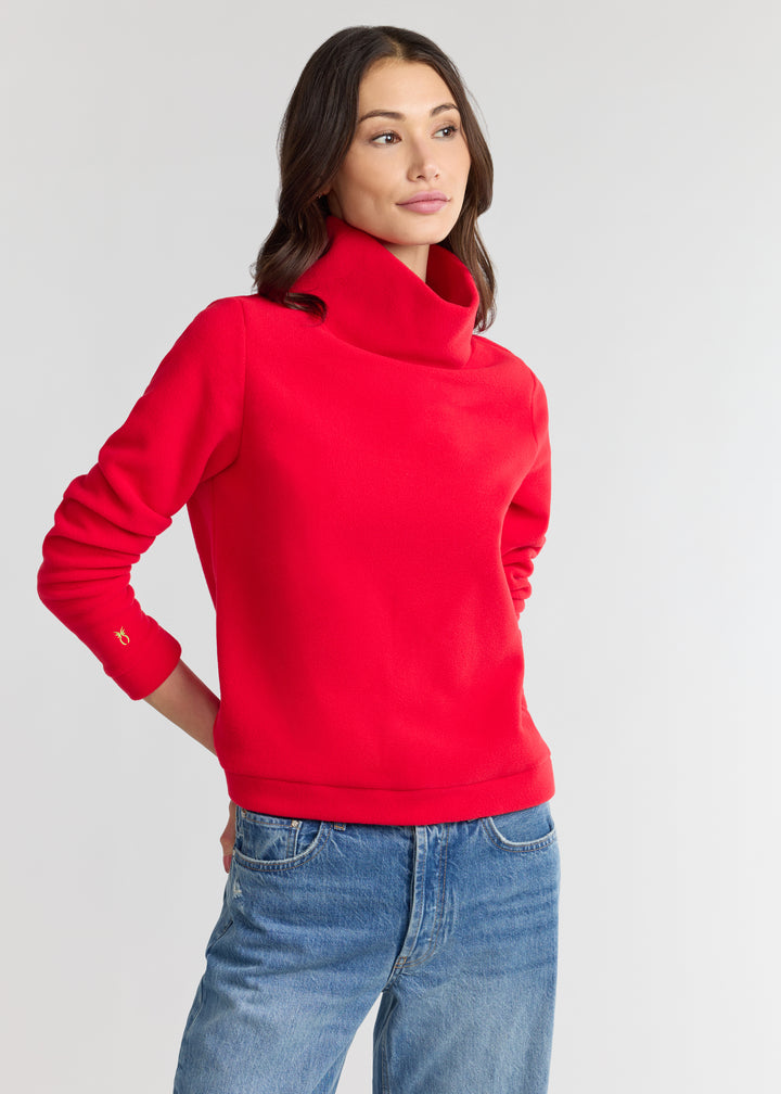 Park Slope Turtleneck in Vello Fleece (Cherry Red)