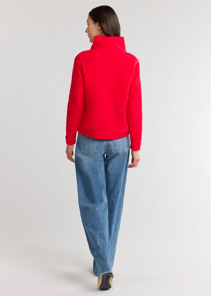 Park Slope Turtleneck in Vello Fleece (Cherry Red)