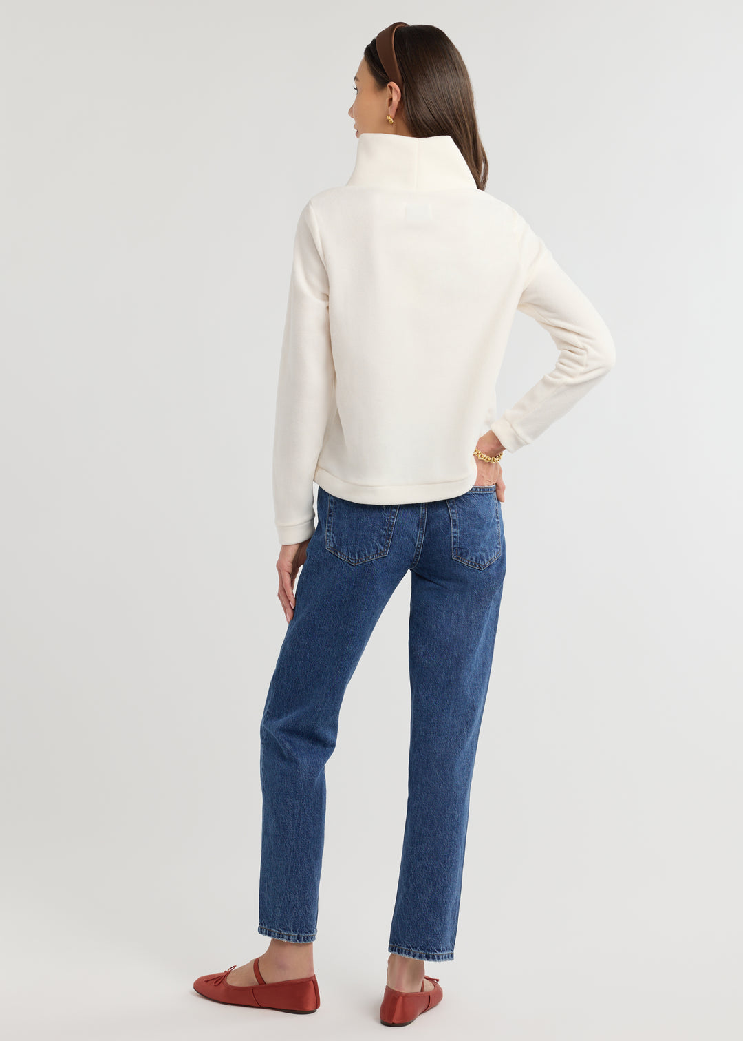 Park Slope Turtleneck in Vello Fleece (Cream)