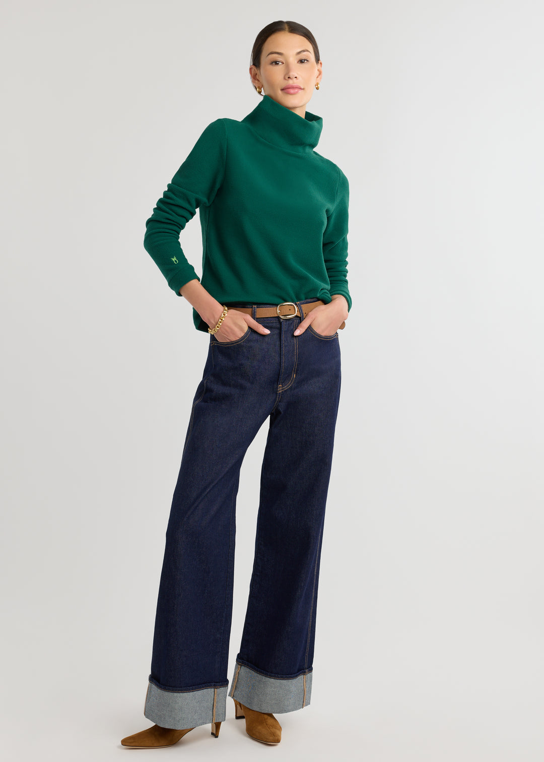 Park Slope Turtleneck in Vello Fleece (Emerald)