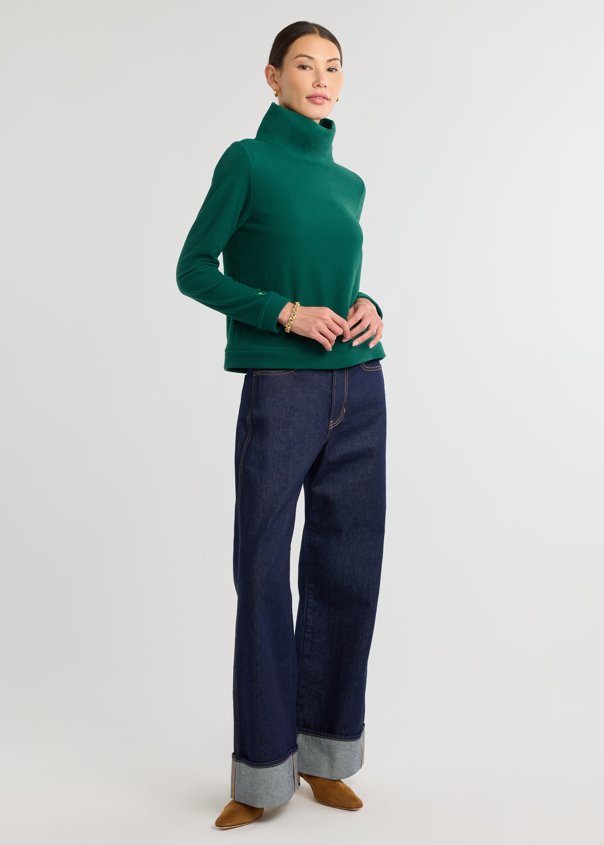 Park Slope Turtleneck in Vello Fleece (Emerald) – Dudley Stephens