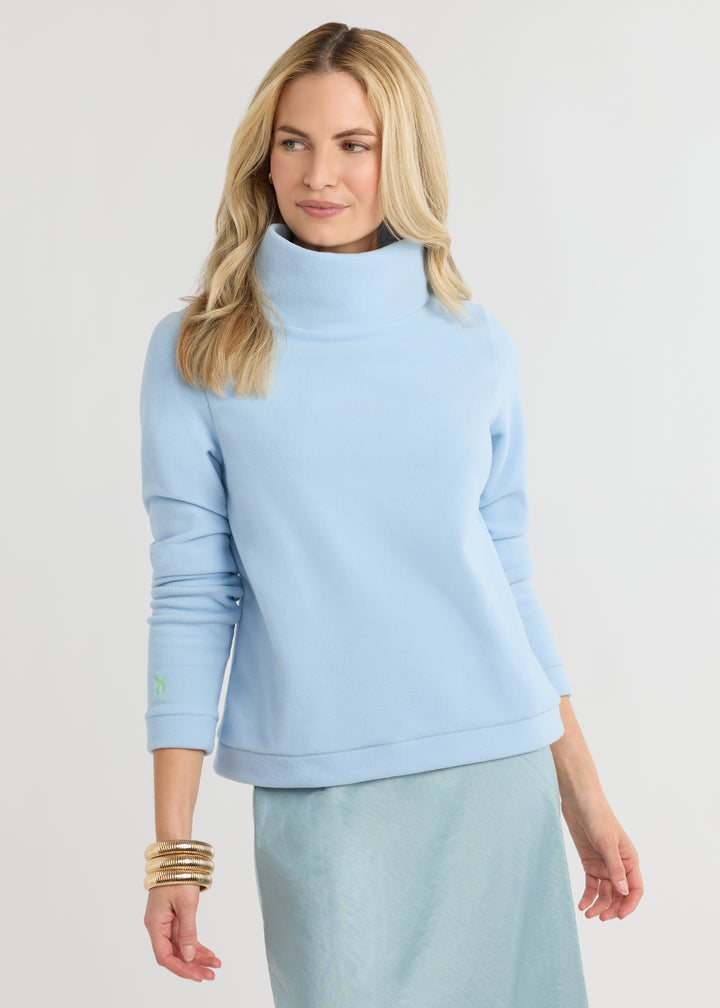 Park Slope Turtleneck in Vello Fleece (Ice Blue)