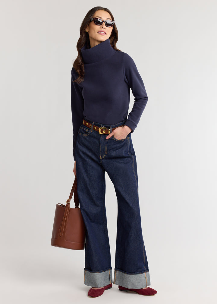 Park Slope Turtleneck in Vello Fleece (Navy)