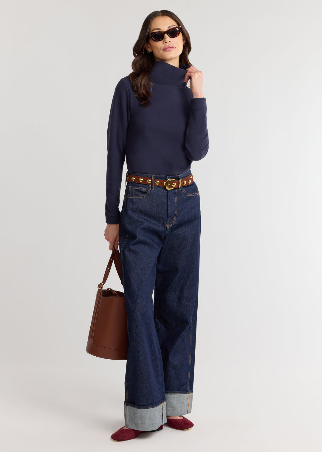Park Slope Turtleneck in Vello Fleece (Navy)