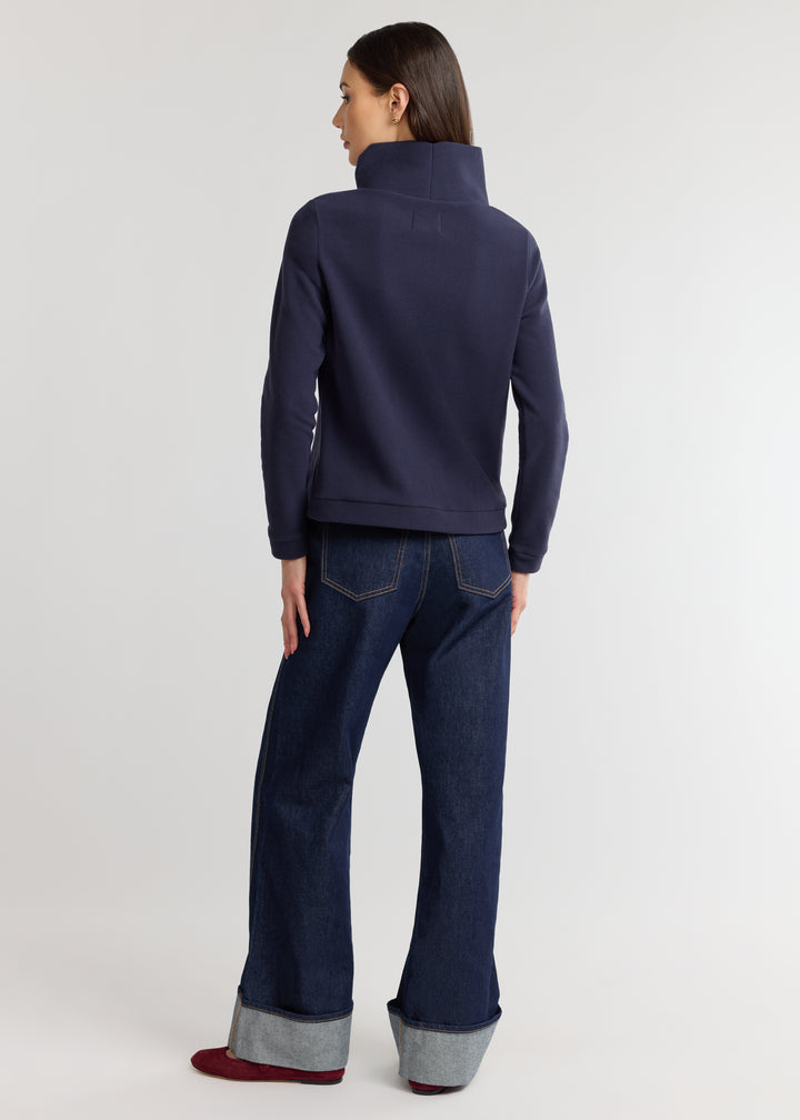 Park Slope Turtleneck in Vello Fleece (Navy)