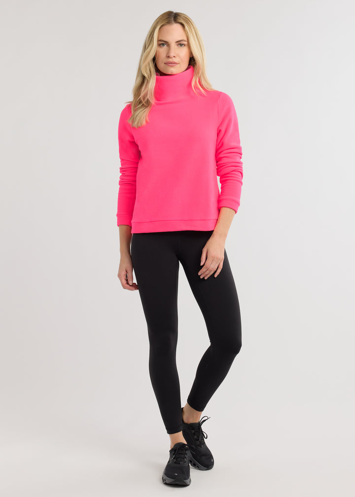 Park Slope Turtleneck in Vello Fleece (Neon Pink)