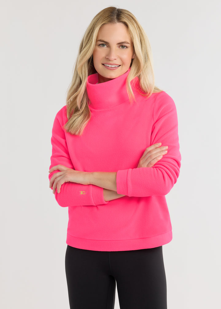Park Slope Turtleneck in Vello Fleece (Neon Pink)