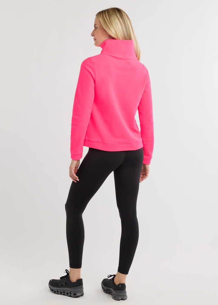 Park Slope Turtleneck in Vello Fleece (Neon Pink)