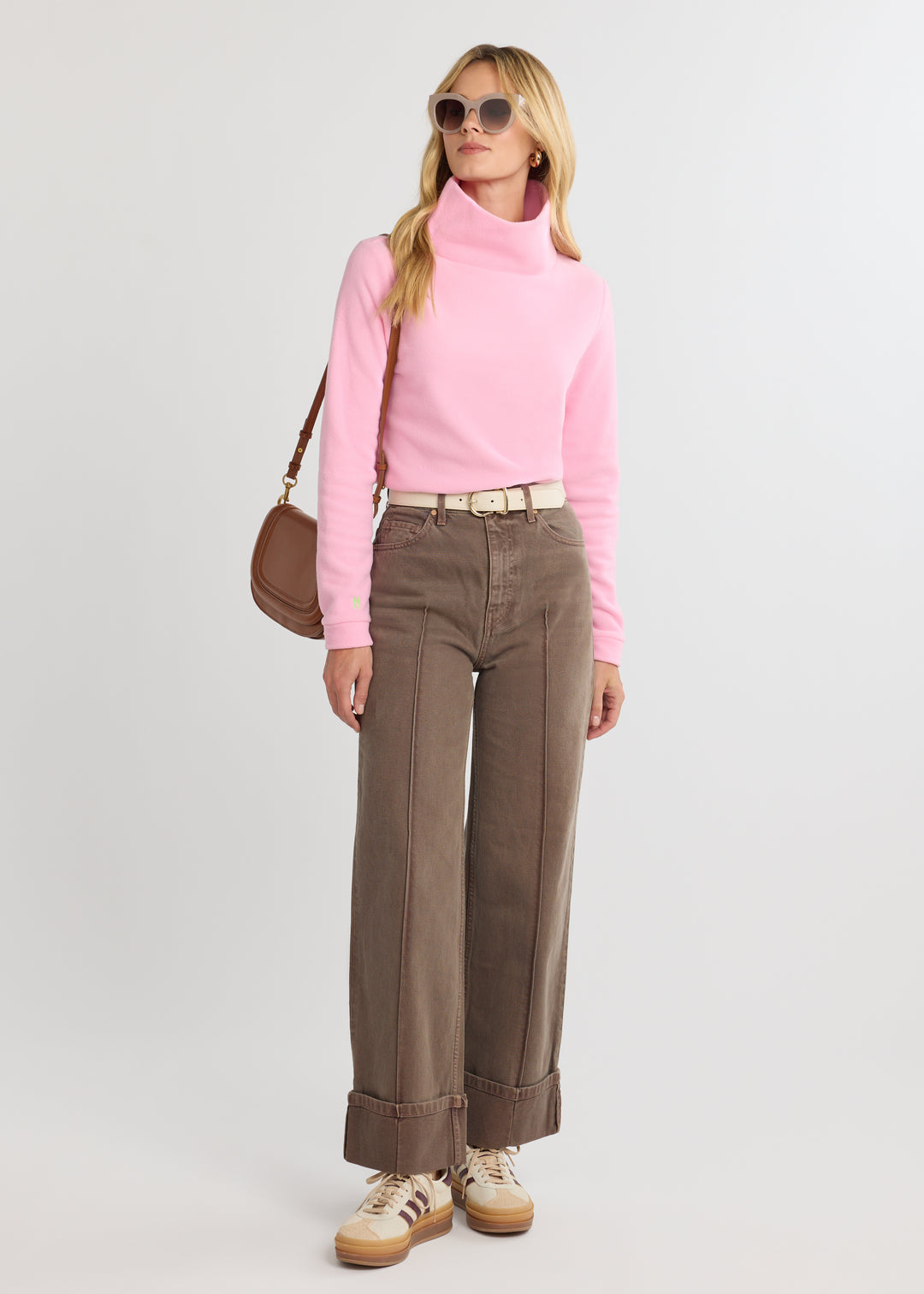 Park Slope Turtleneck in Vello Fleece (Prism Pink)