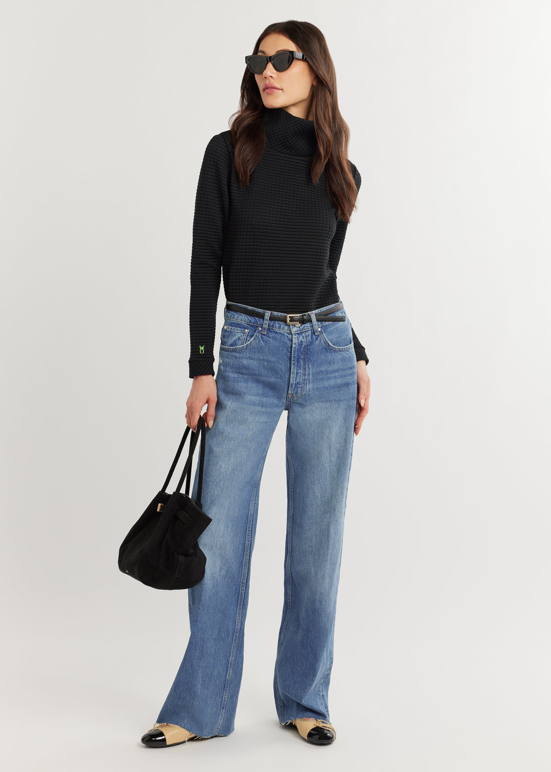 Park Slope Turtleneck in Waffle (Black)