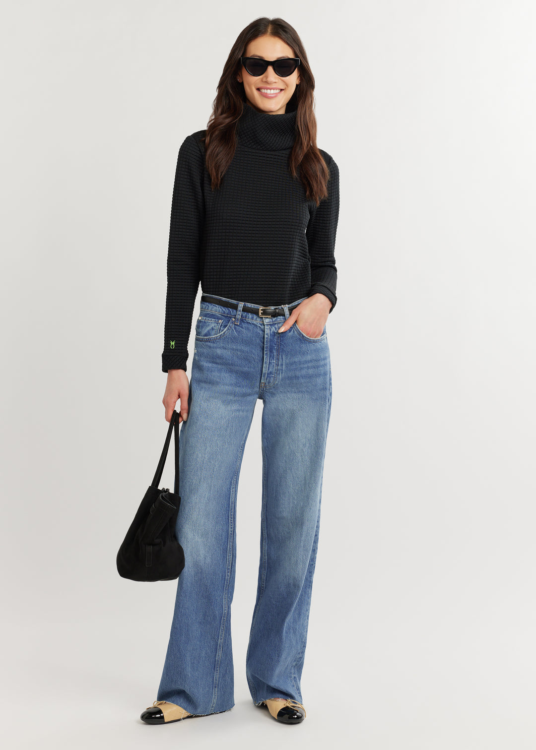 Park Slope Turtleneck in Waffle (Black)