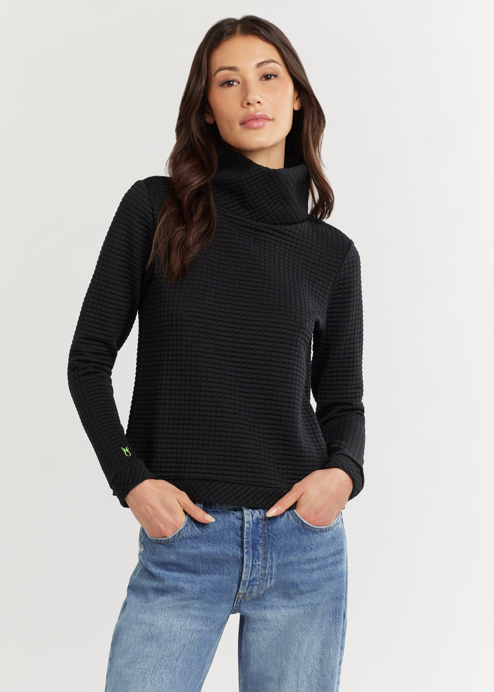 Park Slope Turtleneck in Waffle (Black)