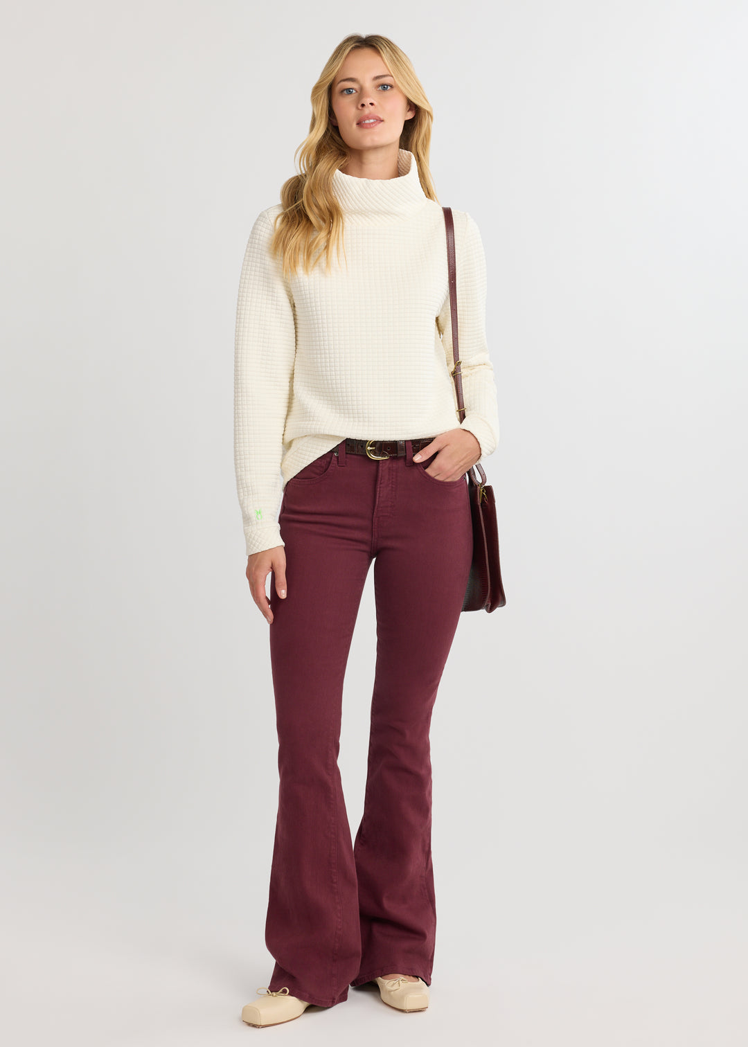 Park Slope Turtleneck in Waffle (Cream)