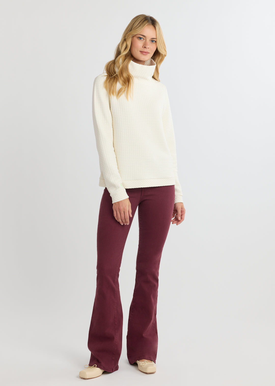 Park Slope Turtleneck in Waffle (Cream)
