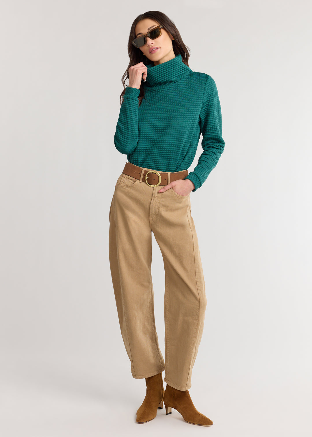 Park Slope Turtleneck in Waffle (Woodland Green)