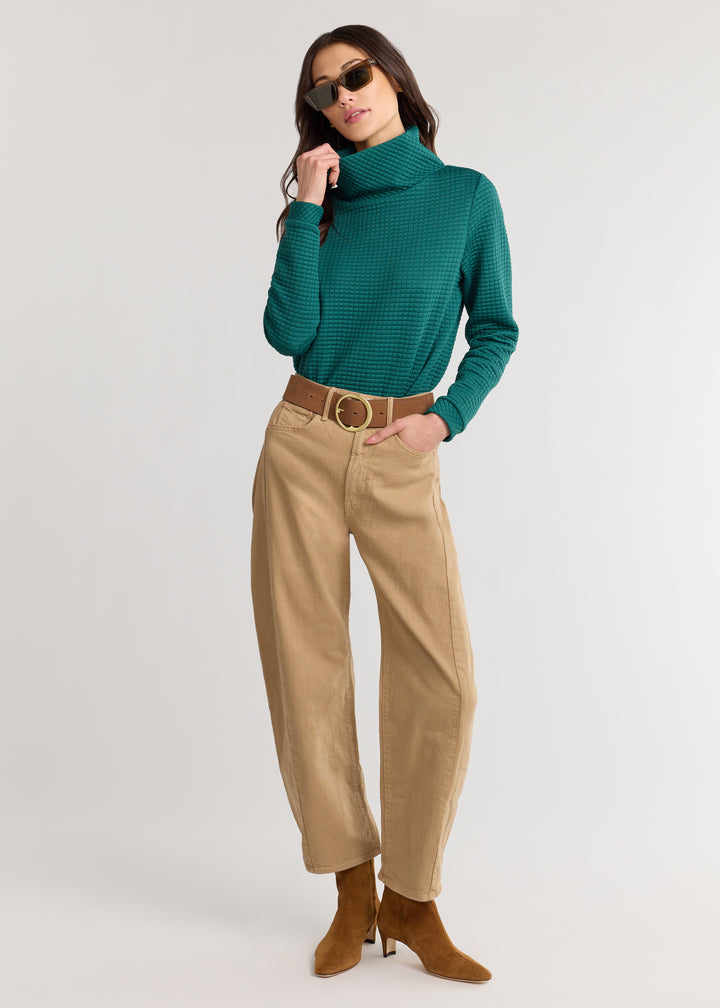 Park Slope Turtleneck in Waffle (Woodland Green)
