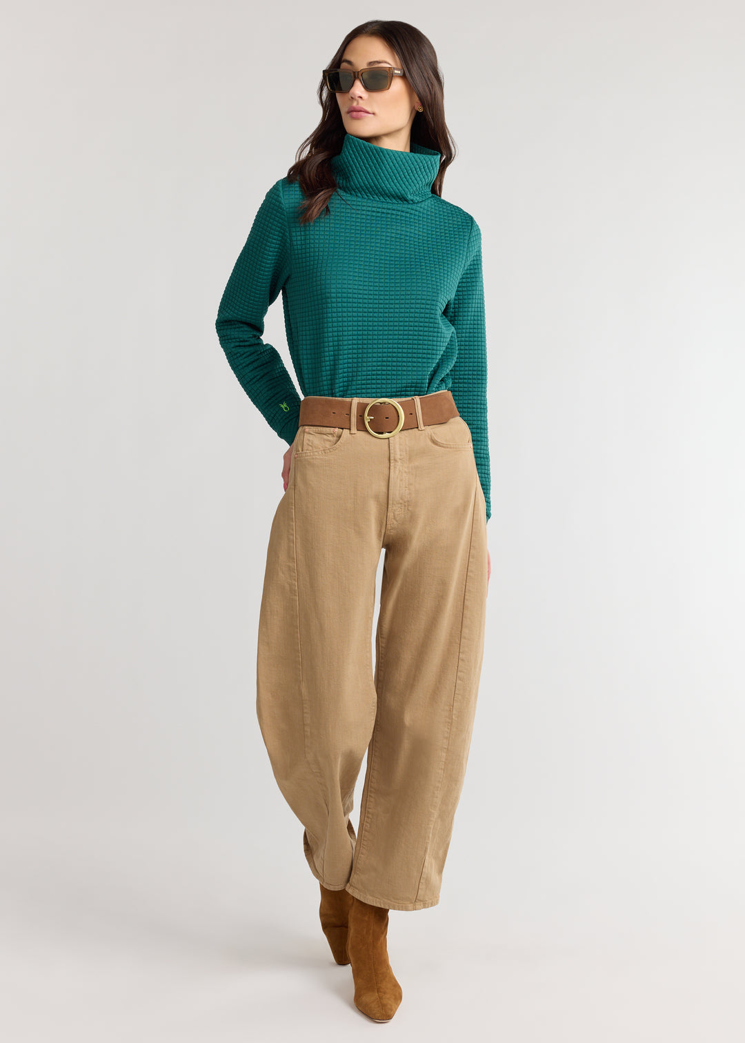 Park Slope Turtleneck in Waffle (Woodland Green)