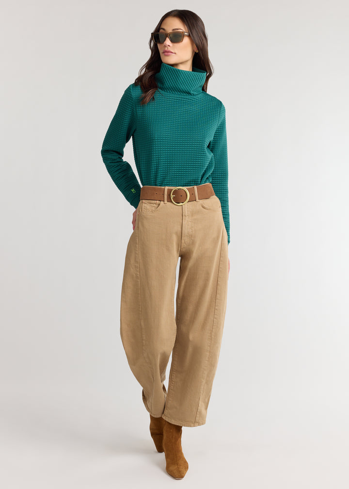 Park Slope Turtleneck in Waffle (Woodland Green)