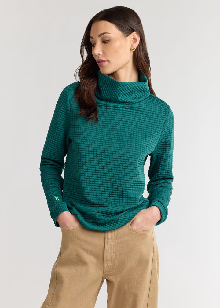 Park Slope Turtleneck in Waffle (Woodland Green)