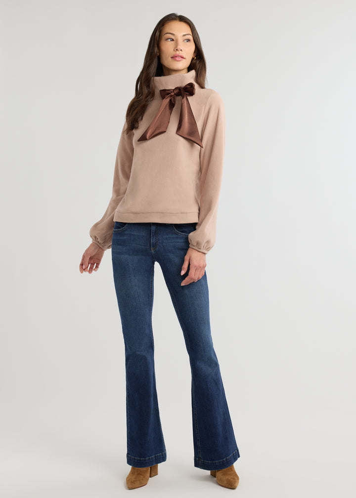 Peggy Bow Top in Vello Fleece (Khaki)
