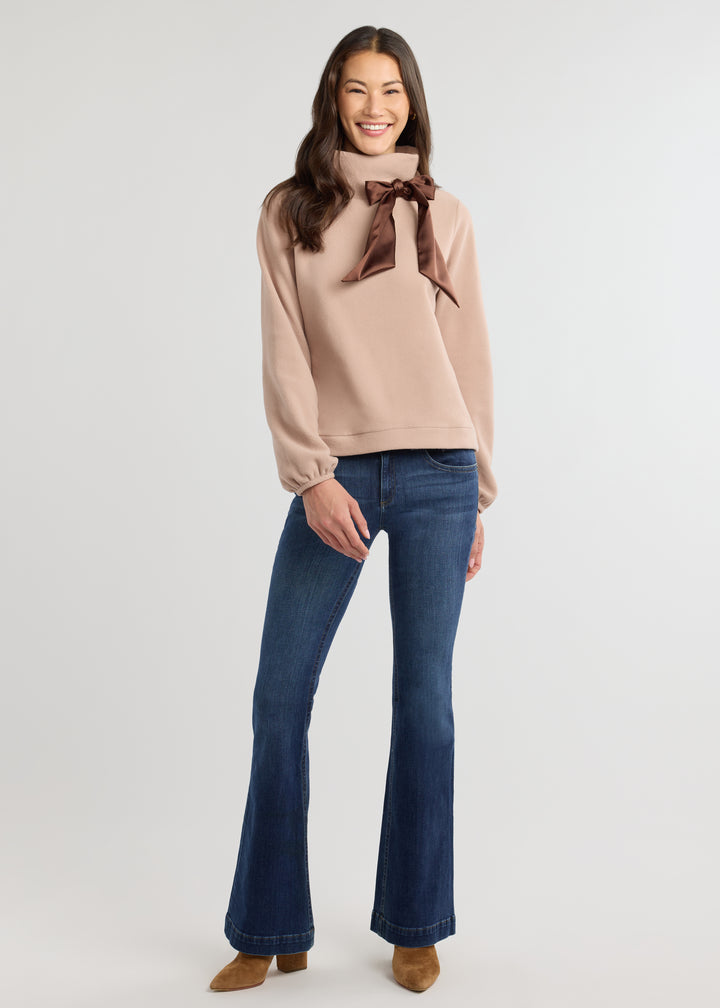 Peggy Bow Top in Vello Fleece (Khaki)