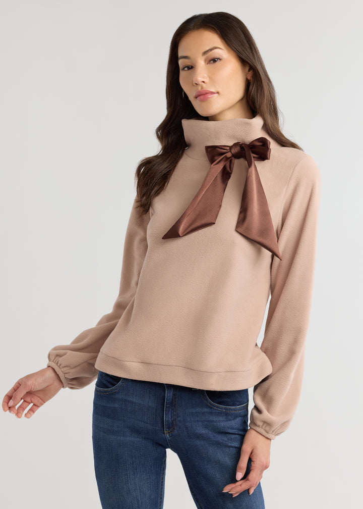 Peggy Bow Top in Vello Fleece (Khaki)