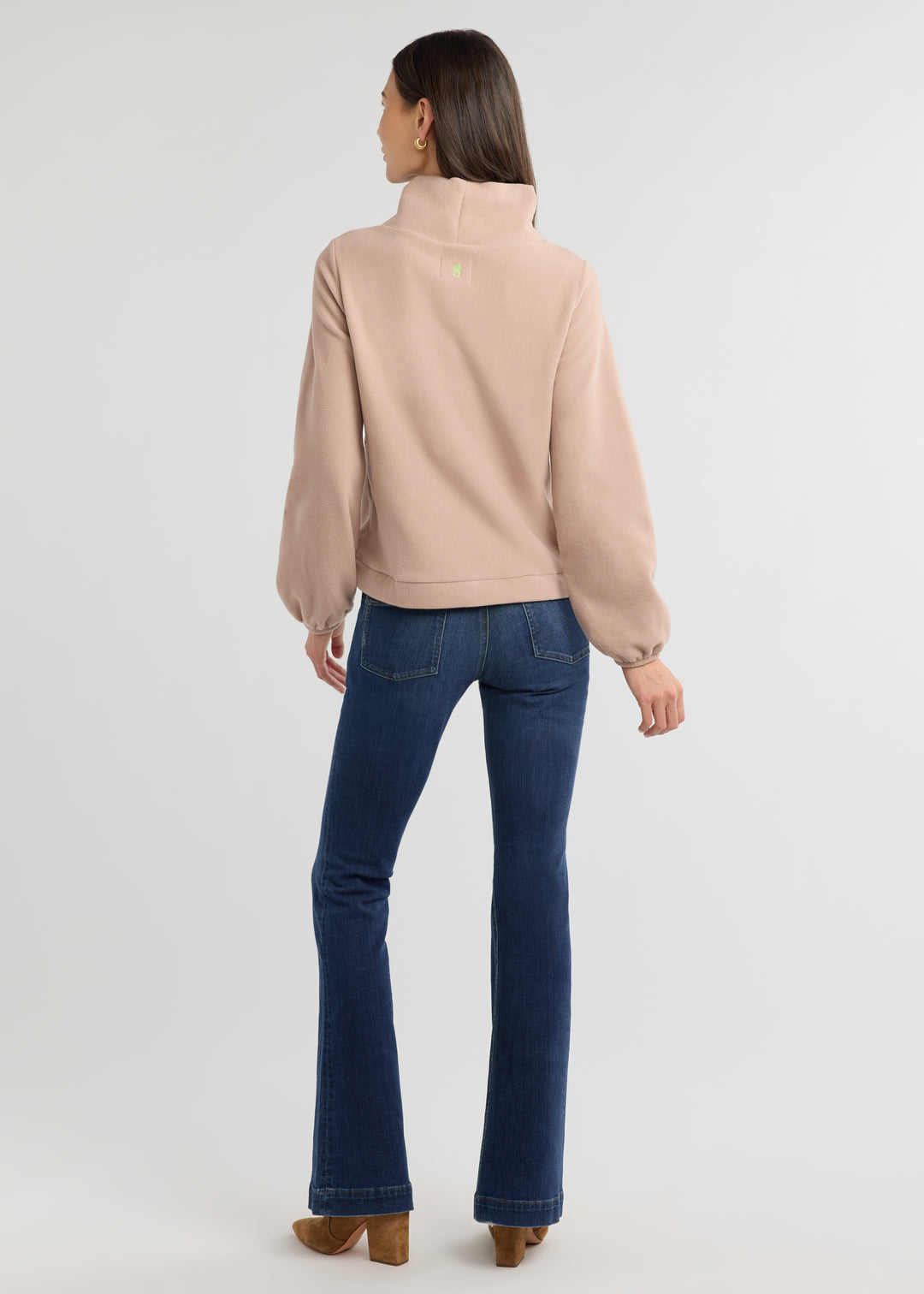 Peggy Bow Top in Vello Fleece (Khaki)