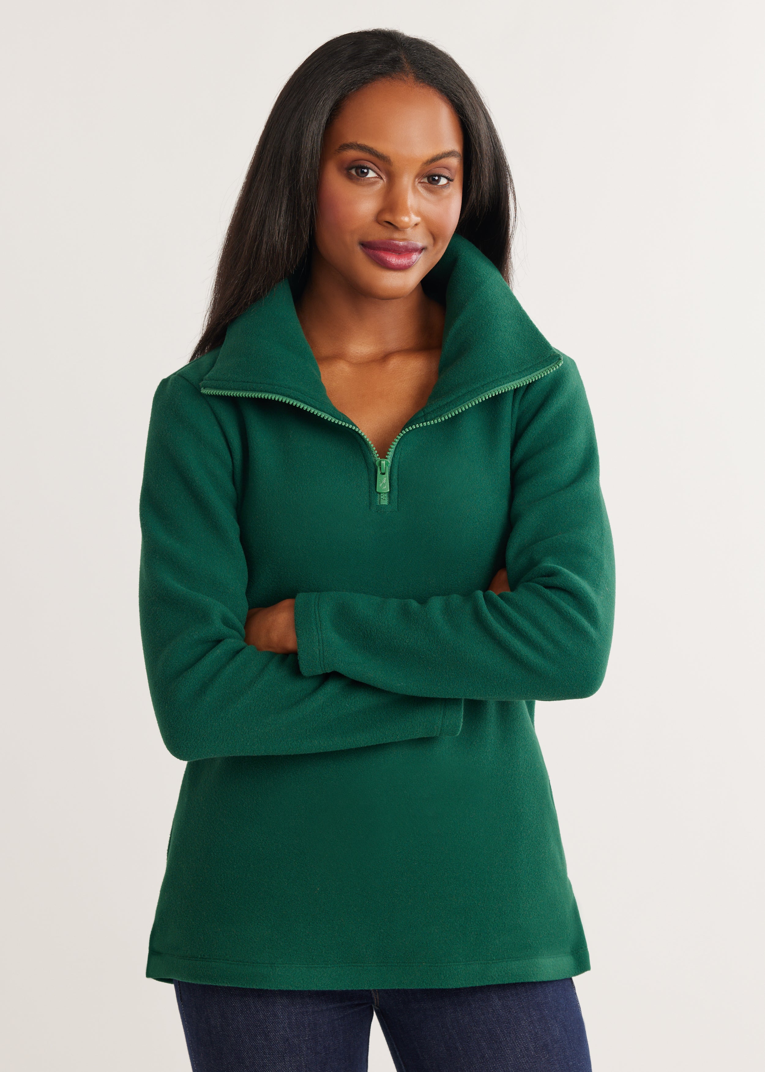 Dudley Stephens Women's Prospect Pullover in Vello Fleece (Emerald) in Size S - Cozy Fleece Pullovers