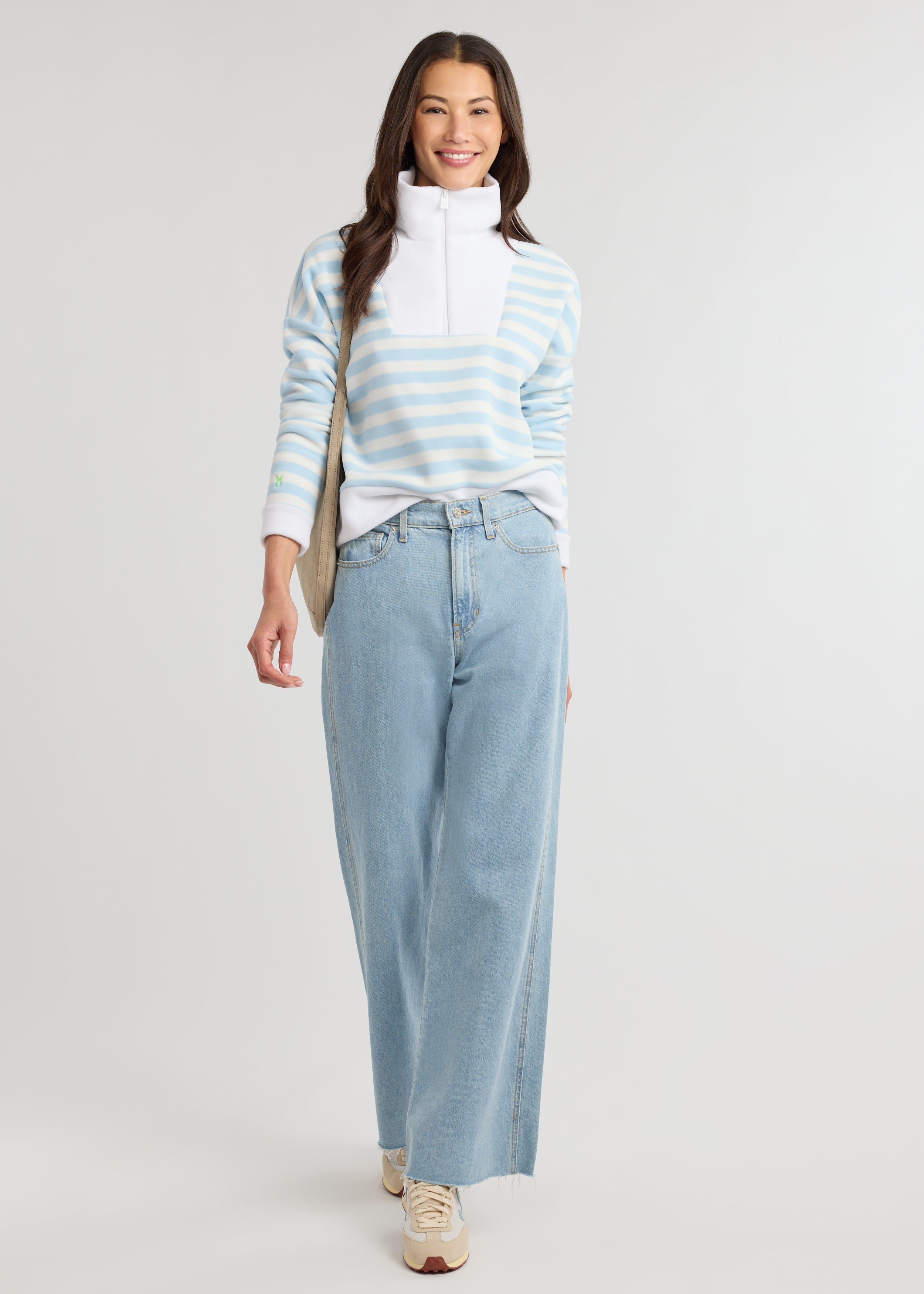 UMR　BETOUPE ベトゥープ　エコペットツイル Ｗ-ZIPブルゾンP Putnam Pullover in Vello Fleece (Ice Blue/White Stripe) – Dudley