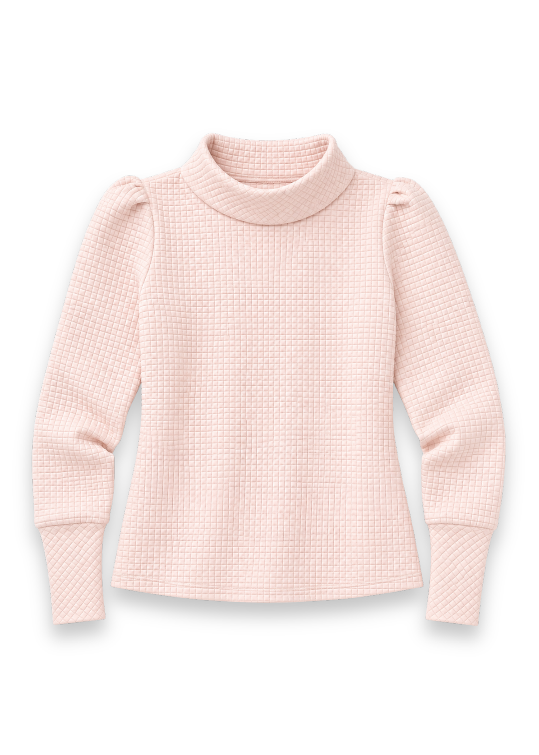 Palace Puff Sleeve Turtleneck in Waffle (Powder Blush)