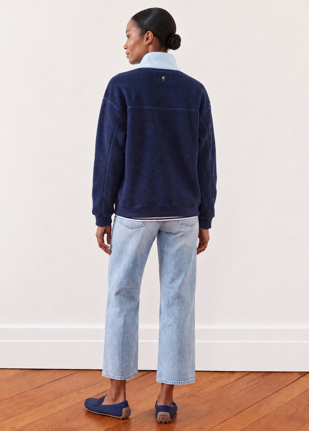 Palomino Pullover in Sherpa Fleece (Navy/Ice Blue)