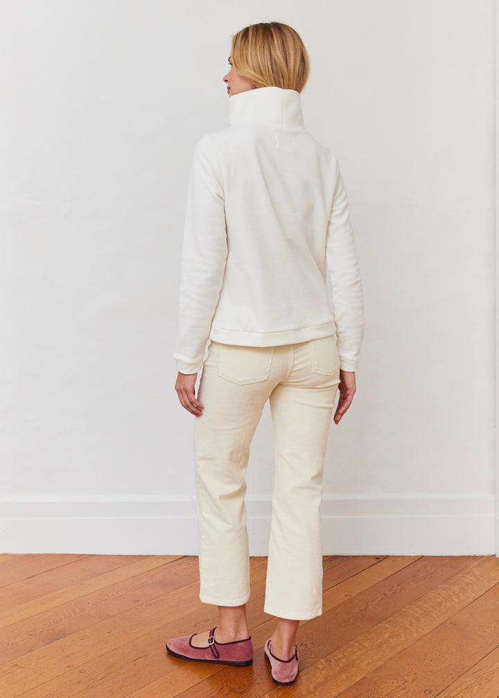 Park Slope Turtleneck in Terry Fleece (Cream with Rhinestud Heart)
