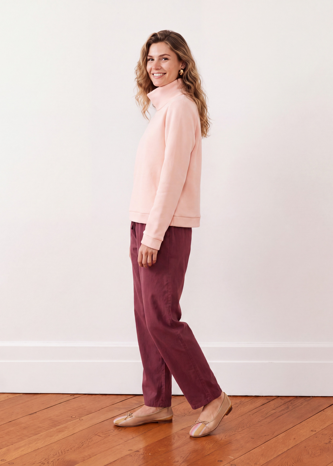 Park Slope Turtleneck in Vello Fleece (Powder Blush)