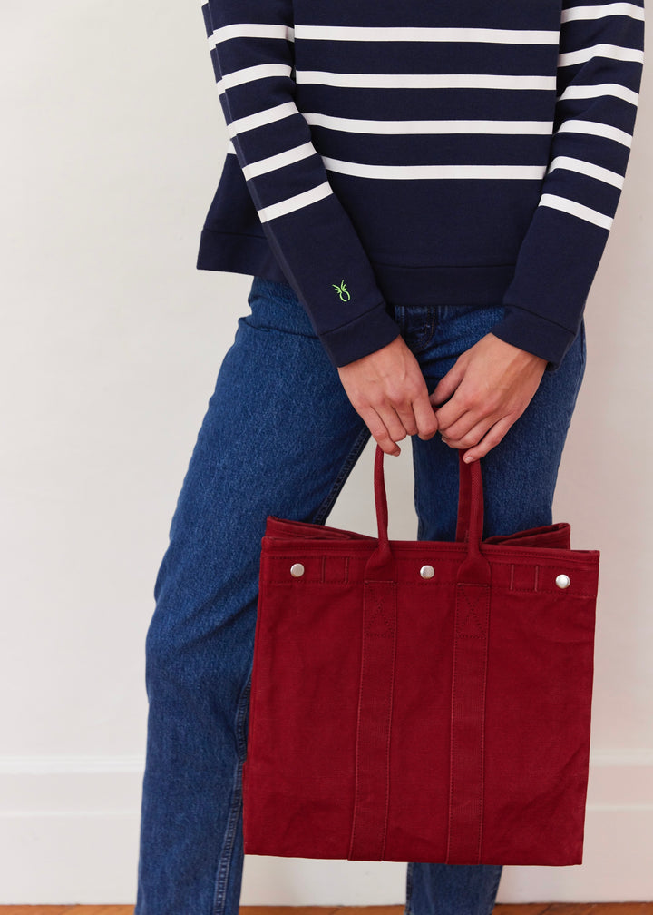 Park Slope Turtleneck in French Terry (Navy/White Placed Stripe)