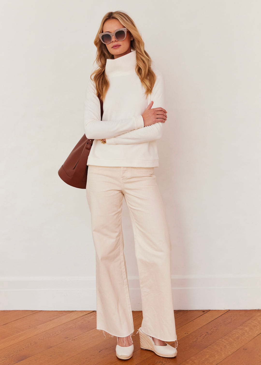 Park Slope Turtleneck in Terry Fleece (Cream)