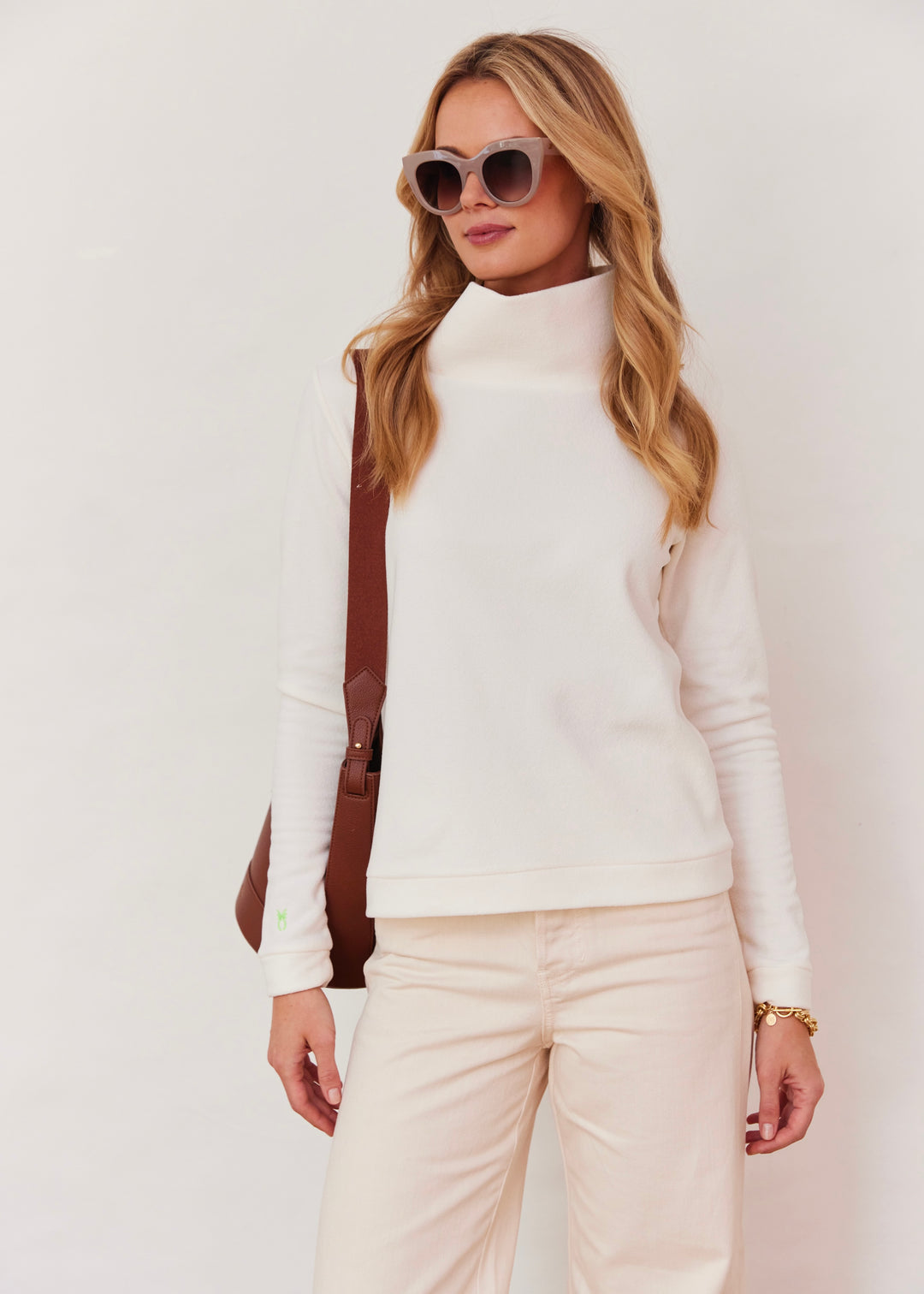Park Slope Turtleneck in Terry Fleece (Cream)