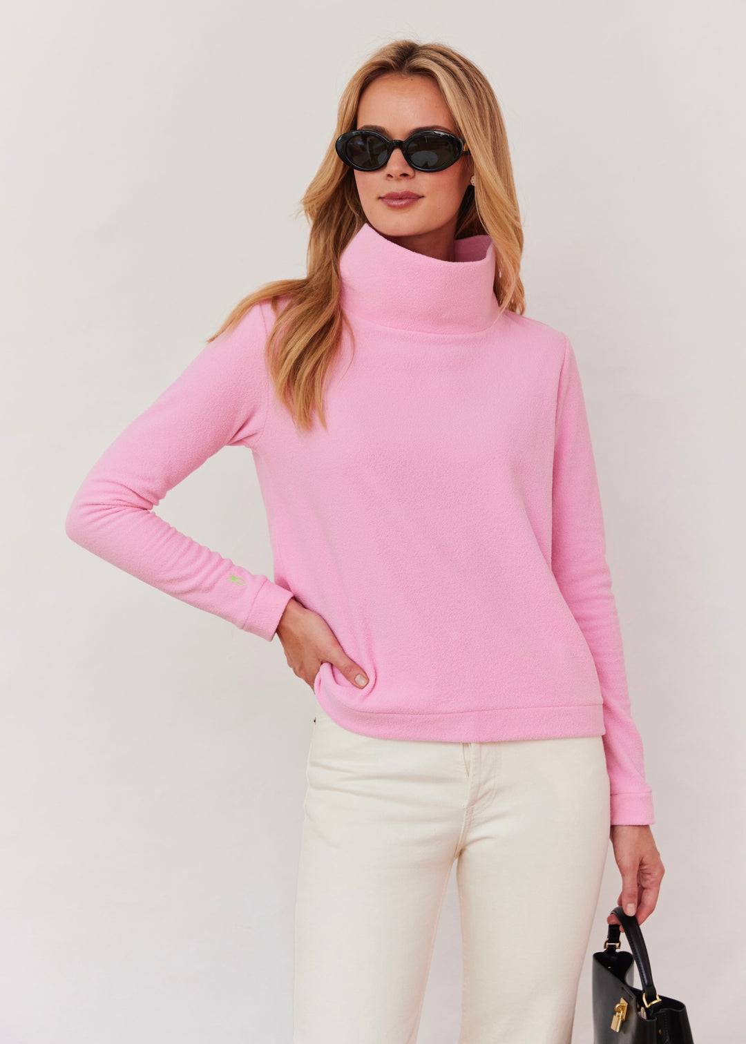 Park Slope Turtleneck in Terry Fleece (Prism Pink)